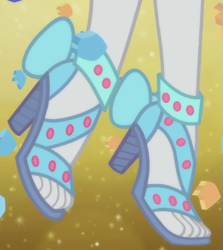 Size: 627x703 | Tagged: safe, screencap, character:rarity, episode:the other side, g4, my little pony:equestria girls, bow, cropped, feet, foot focus, high heels, legs, open-toed shoes, pictures of legs, sandals, shoes, solo, toes