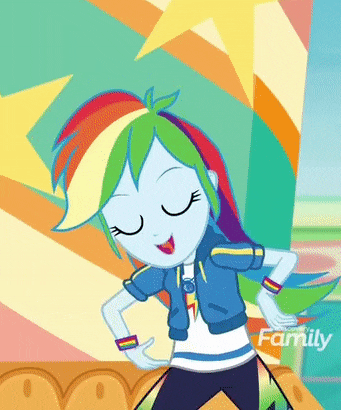 Size: 341x410 | Tagged: safe, screencap, character:rainbow dash, equestria girls:rollercoaster of friendship, g4, my little pony:equestria girls, animated, cropped, discovery family logo, female, geode of super speed, hand on hip, magical geodes, solo