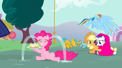 Size: 1440x809 | Tagged: safe, screencap, character:applejack, character:pinkie pie, character:rainbow dash, character:rarity, character:snails, character:snips, character:spike, character:twilight sparkle, species:earth pony, species:pegasus, species:pony, species:unicorn, episode:magic duel, g4, my little pony: friendship is magic, blanket, colt, conjoined by horn, crying, cupcake, female, food, giant wing, i have no mouth and i must scream, male, mare, ocular gushers, shipping fuel, youtube link