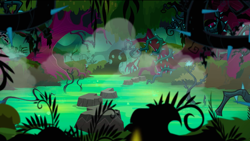 Size: 1440x811 | Tagged: safe, screencap, episode:princess twilight sparkle, g4, my little pony: friendship is magic, black vine, everfree forest, forest, no pony, pond, stepping stones, water