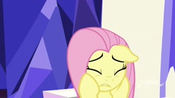 Size: 1920x1080 | Tagged: safe, screencap, character:fluttershy, species:pegasus, species:pony, episode:father knows beast, g4, my little pony: friendship is magic, cute, eyes closed, female, floppy ears, mare, shyabetes, solo