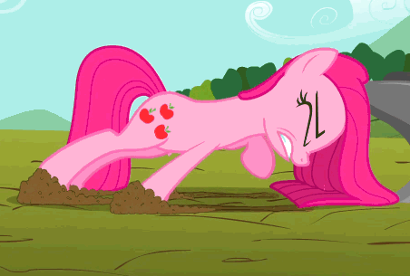 Size: 452x305 | Tagged: safe, screencap, character:pinkamena diane pie, character:pinkie pie, species:earth pony, species:pony, episode:magical mystery cure, g4, my little pony: friendship is magic, animated, faceplant, swapped cutie marks