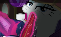 Size: 791x480 | Tagged: safe, screencap, character:rarity, character:twilight sparkle, character:twilight sparkle (alicorn), species:alicorn, species:pony, episode:gauntlet of fire, g4, my little pony: friendship is magic, cropped, feather, female, lidded eyes, magic, magic aura, mare, open mouth, out of context, pre sneeze, sneezing