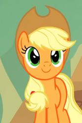 Size: 464x694 | Tagged: safe, screencap, character:applejack, species:earth pony, species:pony, episode:sounds of silence, g4, my little pony: friendship is magic, cropped, cute, happy, jackabetes, smiling, solo