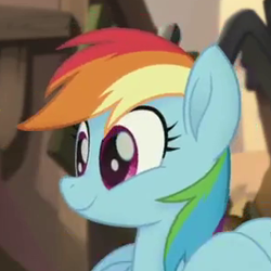 Size: 300x300 | Tagged: safe, screencap, character:rainbow dash, species:pegasus, species:pony, my little pony: the movie (2017), cropped, cute, dashabetes, female, smiling, solo