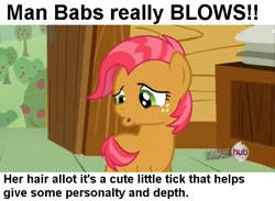 Size: 639x469 | Tagged: safe, screencap, character:babs seed, episode:one bad apple, g4, my little pony: friendship is magic, bait and switch, grammar error, paraprosdokian, text