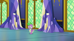 Size: 1280x720 | Tagged: safe, screencap, character:spike, species:dragon, episode:father knows beast, g4, my little pony: friendship is magic, male, solo, twilight's castle, winged spike