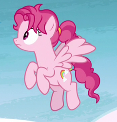Size: 348x363 | Tagged: safe, screencap, character:bifröst, species:pegasus, species:pony, episode:school raze, g4, my little pony: friendship is magic, background pony, cropped, female, flying, friendship student, mare, ponytail, solo