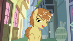 Size: 1280x720 | Tagged: safe, screencap, character:feather bangs, species:earth pony, species:pony, episode:hard to say anything, g4, my little pony: friendship is magic, looking at you, male, smiling