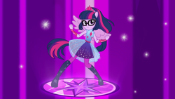 Size: 1920x1080 | Tagged: safe, screencap, character:twilight sparkle, character:twilight sparkle (alicorn), character:twilight sparkle (scitwi), species:alicorn, species:eqg human, species:pony, equestria girls:forgotten friendship, g4, my little pony:equestria girls, clothing, ponied up, sailor mercury pose, sailor moon, scitwilicorn, solo, super sentai stance