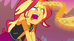 Size: 1920x1080 | Tagged: safe, screencap, character:applejack, character:sunset shimmer, equestria girls:forgotten friendship, g4, my little pony:equestria girls, agony, female, geode of empathy, mind rape, screaming