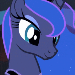Size: 250x250 | Tagged: safe, screencap, character:princess luna, species:alicorn, species:pony, episode:for whom the sweetie belle toils, animated, beautiful, blinking, cropped, cute, ethereal mane, eyeshadow, female, flowing mane, galaxy mane, gif, lunabetes, makeup, mare, smiling, solo