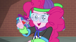 Size: 1280x718 | Tagged: safe, screencap, character:pinkie pie, equestria girls:dance magic, g4, my little pony:equestria girls, mc pinkie, shutter shades, solo