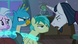 Size: 1280x720 | Tagged: safe, screencap, character:chancellor neighsay, character:gallus, character:sandbar, character:silverstream, character:yona, episode:school raze, g4, my little pony: friendship is magic