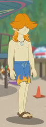 Size: 181x497 | Tagged: safe, screencap, episode:blue crushed (a.k.a baewatch), g4, my little pony:equestria girls, background human, clothing, cropped, feet, jewelry, legs, male, male feet, necklace, partial nudity, sandals, shorts, solo, swimming trunks, toes, topless, valhallen
