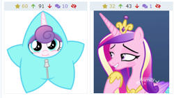 Size: 440x248 | Tagged: safe, screencap, character:princess cadance, character:princess flurry heart, species:alicorn, species:pony, derpibooru, episode:best gift ever, g4, my little pony: friendship is magic, female, hoof shoes, juxtaposition, juxtaposition win, mama cadence, mare, meme, meta, mother and daughter, motherly, motherly love, star flurry heart