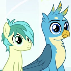 Size: 511x505 | Tagged: safe, screencap, character:gallus, character:sandbar, species:earth pony, species:griffon, species:pony, episode:a matter of principals, g4, my little pony: friendship is magic, chest fluff, male, teenager