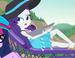 Size: 1375x1075 | Tagged: safe, screencap, character:rarity, character:twilight sparkle, character:twilight sparkle (scitwi), species:eqg human, equestria girls:forgotten friendship, g4, my little pony:equestria girls, cropped, duo, feet, flip-flops, sandals, sunbathing, tanning mirror