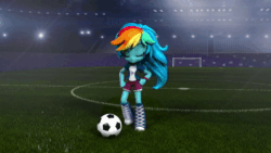 Size: 1920x1080 | Tagged: safe, official, screencap, character:rainbow dash, my little pony:equestria girls, animated, ball, equestria girls minis, goal, no sound, pitch, solo, stadium, webm