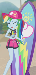 Size: 334x696 | Tagged: safe, screencap, character:rainbow dash, episode:blue crushed (a.k.a baewatch), g4, my little pony:equestria girls, clothing, cropped, cute, dashabetes, geode of super speed, magical geodes, solo, swimsuit