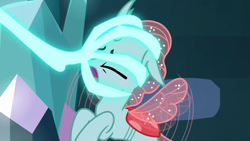 Size: 1280x720 | Tagged: safe, screencap, character:ocellus, species:changedling, species:changeling, species:reformed changeling, episode:school raze, g4, my little pony: friendship is magic, eyes closed, female, hand, magic, magic hands, out of context, solo