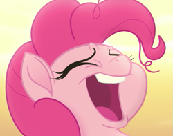 Size: 723x570 | Tagged: safe, screencap, character:pinkie pie, species:earth pony, species:pony, my little pony: the movie (2017), bone dry desert, cropped, desert, desert sun madness, faec, female, insanity, laughing, messy mane, solo