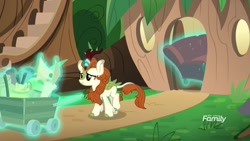 Size: 1920x1080 | Tagged: safe, screencap, character:autumn blaze, species:kirin, episode:sounds of silence, g4, my little pony: friendship is magic, a kirin tale, banishment, cloven hooves, couch, depressed, female, magic, solo