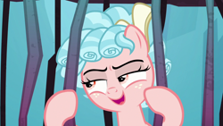 Size: 1280x720 | Tagged: safe, screencap, character:cozy glow, species:pegasus, species:pony, episode:school raze, g4, my little pony: friendship is magic, bars, bow, cage, female, filly, lidded eyes, smiling, smug, solo, tartarus