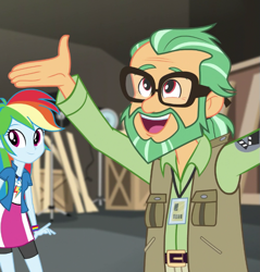 Size: 687x718 | Tagged: safe, screencap, character:rainbow dash, equestria girls:movie magic, g4, my little pony:equestria girls, canter zoom, cartoony, cropped, cute, female, geode of super speed, magical geodes, male, smiling, zoomabetes