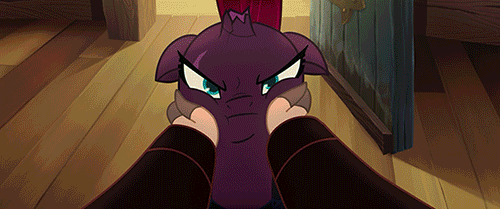 Size: 500x209 | Tagged: safe, screencap, character:tempest shadow, species:pony, species:unicorn, my little pony: the movie (2017), :t, animated, annoyed, armor, bad idea, cheek squish, cheekpest shadow, clothing, crime boss, electricity, electrocution, eye scar, female, floppy ears, frown, gif, glare, inside, klugetown, lightning, magic, mare, naked mole rat, open mouth, scar, slaver, smiling, sparking horn, squishy cheeks, tempest shadow is not amused, this did not end well, this ended in pain, unamused, verko, wide eyes