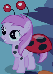 Size: 490x680 | Tagged: safe, screencap, character:piña colada, species:earth pony, species:pony, episode:luna eclipsed, g4, my little pony: friendship is magic, background pony, clothing, costume, cropped, female, filly, foal, ladybug, nightmare night costume, piña cutelada, solo
