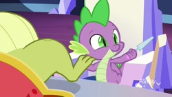 Size: 1920x1080 | Tagged: safe, screencap, character:sludge, character:spike, species:dragon, episode:father knows beast, g4, my little pony: friendship is magic, claws, feet, male, smiling, toes, winged spike