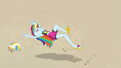 Size: 1920x1080 | Tagged: safe, screencap, character:rainbow dash, equestria girls:forgotten friendship, g4, my little pony:equestria girls, belly button, feet, flip-flops, sandals, sports, toes, volleyball