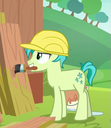 Size: 469x540 | Tagged: safe, screencap, character:sandbar, species:earth pony, species:pony, episode:non-compete clause, g4, my little pony: friendship is magic, cropped, cutie mark, helmet, male, paint, paintbrush, solo, teenager
