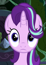 Size: 475x666 | Tagged: safe, screencap, character:starlight glimmer, species:pony, species:unicorn, episode:to change a changeling, g4, my little pony: friendship is magic, changeling kingdom, cropped, cute, feelings forum, female, glimmerbetes, hair flip, hair over one eye, mare, solo