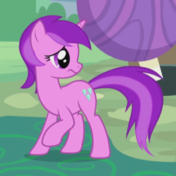 Size: 442x440 | Tagged: safe, screencap, character:amethyst star, character:sparkler, species:pony, species:unicorn, episode:slice of life, g4, my little pony: friendship is magic, cropped, female, looking back, mare, raised hoof, solo