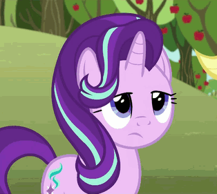Size: 314x281 | Tagged: safe, screencap, character:starlight glimmer, animated, apple tree, emotional spectrum, gif, happy, smiling, solo, tree