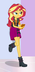 Size: 419x849 | Tagged: safe, screencap, character:sunset shimmer, episode:a fine line, g4, my little pony:equestria girls, cropped, geode of empathy, magical geodes, phone, solo