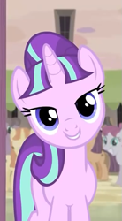 Size: 397x720 | Tagged: safe, screencap, character:starlight glimmer, species:pony, species:unicorn, episode:the cutie map, g4, my little pony: friendship is magic, season 5, cropped, female, grin, lidded eyes, looking at you, mare, s5 starlight, smiling, solo