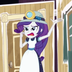 Size: 720x720 | Tagged: safe, screencap, character:rarity, episode:opening night, g4, my little pony:equestria girls, accent, animated, apron, clothing, context is for the weak, cropped, cute, dancing, dancity, disco dance, female, frown, grin, gritted teeth, hat, headlamp, helmet, miner, mining helmet, open mouth, rarara, raribetes, school play, selfie soot, smiling, solo, sound, wat, webm, wide eyes
