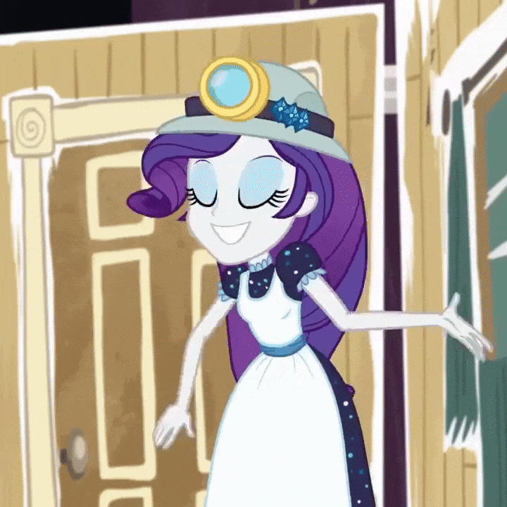 Size: 720x720 | Tagged: safe, screencap, character:rarity, episode:opening night, g4, my little pony:equestria girls, animated, apron, clothing, cropped, cute, dancing, dancity, disco dance, female, gif, hat, headlamp, helmet, loop, mining helmet, rarara, raribetes, selfie soot, silly, solo