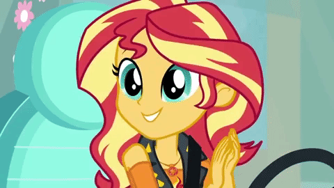 Size: 480x270 | Tagged: safe, screencap, character:fluttershy, character:sunset shimmer, episode:driving miss shimmer, g4, my little pony:equestria girls, animated, cute, driving miss shimmer: fluttershy, excited, faec, female, fluttershy's car, frown, geode of empathy, geode of fauna, gif, magical geodes, rekt, shimmerbetes, steering wheel