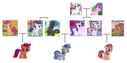 Size: 3364x1676 | Tagged: safe, artist:3d4d, screencap, character:button mash, character:cookie crumbles, character:hondo flanks, character:rarity, character:rumble, character:scootaloo, character:sweetie belle, character:thunderlane, oc, parent:button mash, parent:rarity, parent:rumble, parent:scootaloo, parent:sweetie belle, parent:thunderlane, parents:rarilane, parents:rumbloo, parents:sweetiemash, species:earth pony, species:pegasus, species:pony, species:unicorn, ship:cookieflanks, ship:rarilane, ship:rumbloo, episode:hurricane fluttershy, g4, my little pony: friendship is magic, colt, cropped, family, family tree, female, filly, foal, male, mare, offspring, recolor, shipping, stallion, straight, sweetiemash