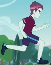 Size: 646x824 | Tagged: safe, screencap, episode:pinkie spy, equestria girls:friendship games, g4, my little pony:equestria girls, background human, blurred background, clothing, legs, running, shoes, shorts, sneakers, solo, track starr