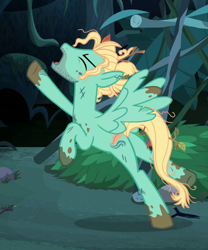 Size: 517x622 | Tagged: safe, screencap, character:zephyr breeze, species:pegasus, species:pony, episode:flutter brutter, g4, my little pony: friendship is magic, cropped, cutie mark, dirty hooves, eyes closed, male, messy mane, stallion, wings
