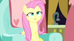 Size: 1920x1080 | Tagged: safe, artist:dwk, screencap, character:fluttershy, species:pegasus, species:pony, episode:discordant harmony, g4, my little pony: friendship is magic, bruh, chair, daydream, faec, female, high, mare, mid-blink screencap, sink, sitting, solo, totally legit recap