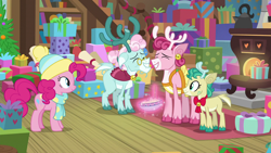 Size: 1280x720 | Tagged: safe, screencap, character:alice, character:aurora, character:bori, character:pinkie pie, species:pony, episode:best gift ever, g4, my little pony: friendship is magic