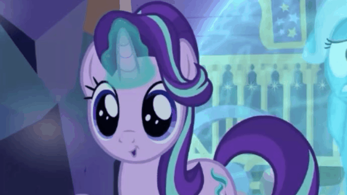 Size: 691x388 | Tagged: safe, screencap, character:starlight glimmer, character:trixie, species:pony, species:unicorn, episode:to where and back again, g4, my little pony: friendship is magic, 3:, :o, animated, banging, concerned, cute, defensive, dilated pupils, emotional spectrum, eye shimmer, eyes closed, female, flailing, force field, freakout, frown, gif, glare, glimmerbetes, glowing horn, grin, happy, hitting, hoofy-kicks, mare, open mouth, raised hoof, scared, smiling, solo focus, squee, stuck, surprised, trixie's wagon, wide eyes