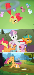 Size: 544x1180 | Tagged: safe, screencap, character:apple bloom, character:scootaloo, character:sweetie belle, species:pegasus, species:pony, episode:ponyville confidential, episode:the cutie pox, episode:the return of harmony, g4, my little pony: friendship is magic, applecopter, cutie mark crusaders, loop-de-hoop, mud, scootaloo can't fly