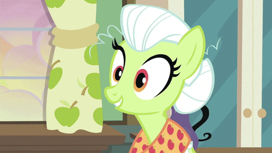 Size: 560x315 | Tagged: safe, screencap, character:granny smith, episode:apple family reunion, g4, my little pony: friendship is magic, animated, facelift, solo, young granny smith